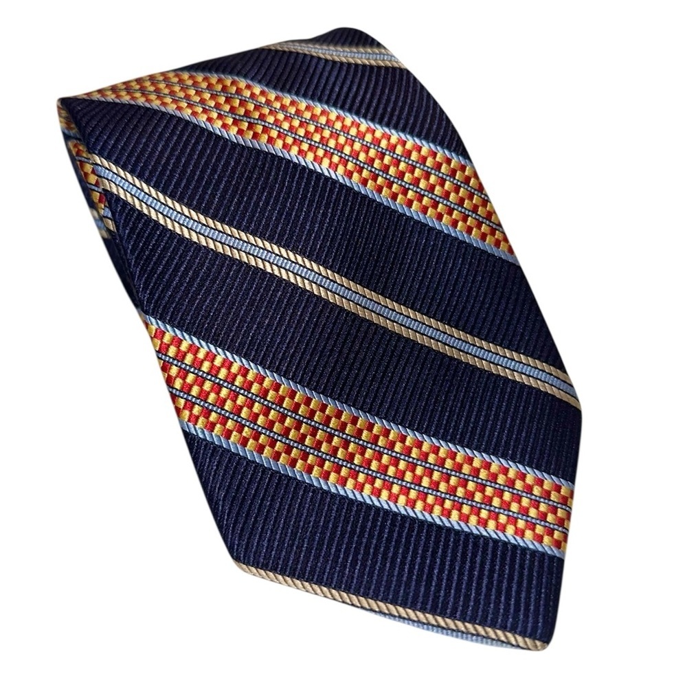 Jos. A. Bank Mens Tie 100% Silk Made in Italy Blue Striped Necktie 60x3.5” NWT - Picture 2 of 5
